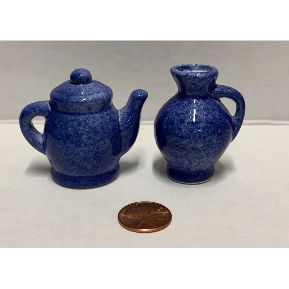 Enesco Tea Pot and jar with handle Cs mini set of 2